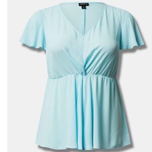 Torrid Georgette Twist  Flutter Sleeve Womans Blouse NWT Size PLUS 2X blue